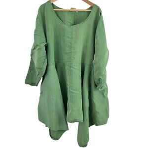 URU Silk Linen Oversized Tunic Top Lagenlook Artsy Women Size XL